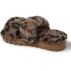 Dearfoams Women’s Fireside Benalla All Over Shearling Double Band Easy On/Off Slide Slipper(Leopard)