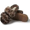 Dearfoams Women’s Fireside Benalla All Over Shearling Double Band Easy On/Off Slide Slipper(Leopard)