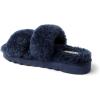 Dearfoams Women’s Fireside Benalla All Over Shearling Double Band Easy On/Off Slide Slipper(Navy)