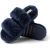 Dearfoams Women’s Fireside Benalla All Over Shearling Double Band Easy On/Off Slide Slipper(Navy)