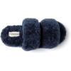 Dearfoams Women’s Fireside Benalla All Over Shearling Double Band Easy On/Off Slide Slipper(Navy)