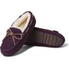 Dearfoams Women’s Fireside Water Resistant Shearling Victoria Moc with Tie Slipper(Aubergine)