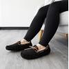 Dearfoams Women’s Fireside Water Resistant Shearling Victoria Moc with Tie Slipper(Black)