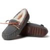 Dearfoams Women’s Fireside Water Resistant Shearling Victoria Moc with Tie Slipper(Grey)