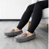 Dearfoams Women’s Fireside Water Resistant Shearling Victoria Moc with Tie Slipper(Grey)