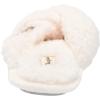 Dearfoams Women’s Jules Fluffy Teddy Twist Vamp Slide Slipper(Muslin)