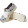 Dearfoams Womens Livie Machine Washable X Strap Knit Sneaker(Light Grey)