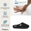 Dearfoams Women’s Memory Foam Indoor House Slippers Leslie Terry Clog House Shoes with Wide Widths(Black Velour)
