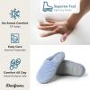 Dearfoams Women’s Memory Foam Indoor House Slippers Leslie Terry Clog House Shoes with Wide Widths(Iceberg Blue Terry)