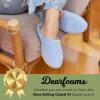 Dearfoams Women’s Memory Foam Indoor House Slippers Leslie Terry Clog House Shoes with Wide Widths(Iceberg Blue Terry)