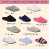 Dearfoams Women’s Memory Foam Indoor House Slippers Leslie Terry Clog House Shoes with Wide Widths(Multi Stripes Terry)