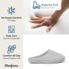 Dearfoams Women’s Memory Foam Indoor House Slippers Leslie Terry Clog House Shoes with Wide Widths(Sleet Velour)