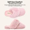 Dearfoams Women’s Memory Foam Slippers Courtney Knit Scuff Indoor House Shoes(Pink)