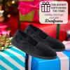 Dearfoams Women’s Rebecca Soft Memory Foam Lightweight House Shoes Cozy Loafer with Warm Lining and Wide Widths Slipper(Black Velour)