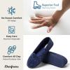 Dearfoams Women’s Rebecca Soft Memory Foam Lightweight House Shoes Cozy Loafer with Warm Lining and Wide Widths Slipper(Blue Stary Night)