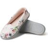 Dearfoams Women’s Rebecca Soft Memory Foam Lightweight House Shoes Cozy Loafer with Warm Lining and Wide Widths Slipper(Pink Floral Velour)