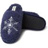Dearfoams Women’s Shay Giftable Holiday Themed Novelty Scuff Slipper(Snowflake)