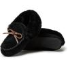 Dearfoams Women’s Suede Foldover Bootie Slipper with Tie(Black)