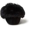 Dearfoams Women’s Suede Foldover Bootie Slipper with Tie(Black)