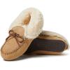 Dearfoams Women’s Suede Foldover Bootie Slipper with Tie(Desert)
