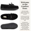 Dearfoams Women’s Suede Indoor Outdoor Harriet Moccasin Shoe House Slippers(Black)