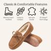 Dearfoams Women’s Suede Indoor Outdoor Harriet Moccasin Shoe House Slippers(Chestnut)