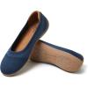 Dearfoams Womens Womens Fashion Casual Comfortable Slip on Misty Ballet Flats(Navy)