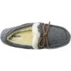 Dearfoams Women’s Wool Moccasin with Tie Slipper(Grey)
