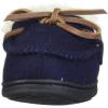 Dearfoams Women’s Wool Moccasin with Tie Slipper(Navy Blazer)