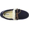 Dearfoams Women’s Wool Moccasin with Tie Slipper(Navy Blazer)