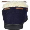 Dearfoams Women’s Wool Moccasin with Tie Slipper(Navy Blazer)