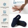 Dearfoams mens Breathable Memory Foam Asher Clog House Shoe(Navy Knit)