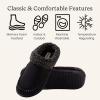 Dearfoams mens Breathable Memory Foam Slip on Marshall Indoor House Shoe Moccasin Slipper(Black)