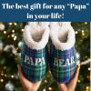 Dearfoams mens Gifts for Dad Funny Fathers Day Papa Bear Slipper(Green Plaid)