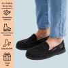 Dearfoams mens Keaton Memory Foam Indoor Outdoor Moccasin With Wide Widths Slipper(Black Microsuede)