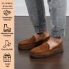 Dearfoams mens Keaton Memory Foam Indoor Outdoor Moccasin With Wide Widths Slipper(Chestnut Microsuede)