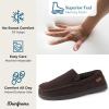 Dearfoams mens Keaton Memory Foam Indoor Outdoor Moccasin With Wide Widths Slipper(Coffee Twill)