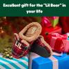 Dearfoams unisex-child Gifts for Kids Matching Christmas Holiday Lil Bear and Baby Bear(Red Tartan Plaid)