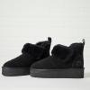 Dearfoams womens Bootie Slipper – Bayswater Comfy Indoor Outdoor Genuine Shearling Platform Slipper(Black)