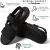 Dearfoams womens Dearfoams Emilia Women’s Sandal Slip on Comfortable Cushioned Gore Lightweight Sandal(Black)