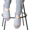 Dearfoams womens Demi Rib Knit Slide(Light Heather Grey)
