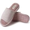 Dearfoams womens Demi Rib Knit Slide(Pale Mauve)