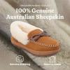 Dearfoams womens Genuine Australian Shearling Moccasin Slipper – Gladstone Indoor Outdoor House Shoe(Chestnut)