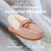 Dearfoams womens Genuine Australian Shearling Moccasin Slipper – Gladstone Indoor Outdoor House Shoe(Dusty Pink)