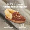 Dearfoams womens Genuine Australian Shearling Moccasin Slipper – Gladstone Indoor Outdoor House Shoe(Potting Soil)