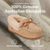 Dearfoams womens Genuine Australian Shearling Moccasin Slipper – Gladstone Indoor Outdoor House Shoe(Sand)