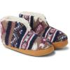 Dearfoams womens Heritage Warm Up Bootie(Navy Multi Teddy)
