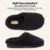 Dearfoams womens House Slippers Memory Foam Fuzzy Fiona Clog House Shoes(Black)