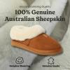 Fireside By Dearfoams Women’s Adelaide Slippers, Genuine Shearling Suede Scuff, Memory Foam Slip-in House Shoes(Chestnut)