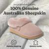 Fireside By Dearfoams Women’s Adelaide Slippers, Genuine Shearling Suede Scuff, Memory Foam Slip-in House Shoes(Dusty Pink)